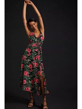 Anthropologie Maeve Ruched Midi Dress Size 8